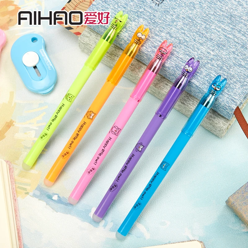 

AIHAO Stationery High Quality Erasable Gel Pen Cute Design Cap Smooth Writing Student Writing Pen 12pcs/box Free Shipping