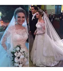 Vestidos De Novia Длинным Рукавом Кружева Свадебные Платья Бальные Платья Винтаж Свадебное Платье 2016 Robe De Mariage