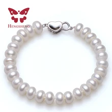 HENGSHENG White Pearl Bracelets 8-9mm 18cm Length Bread Round Natural Freshwater Pearl Hot Sale Jewelry Bracelets For Women