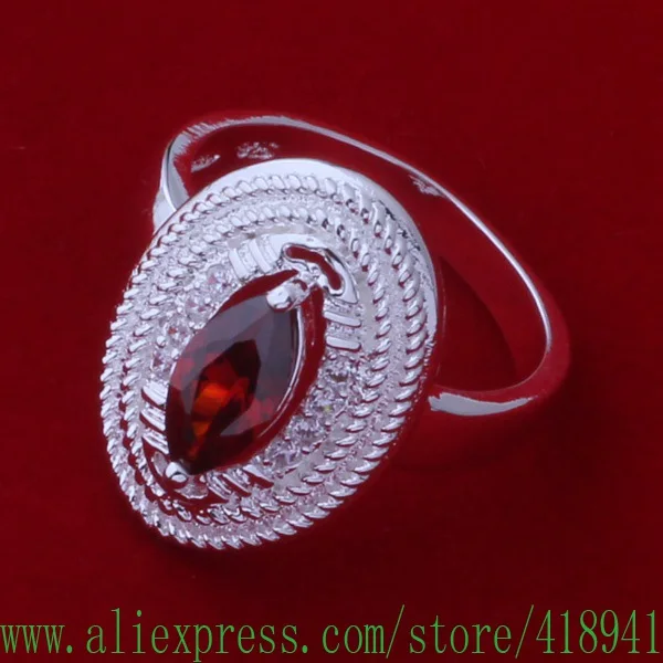 Серебряное кольцо 925 серебряные ювелирные изделия дорого красный эллипс/ektancaa