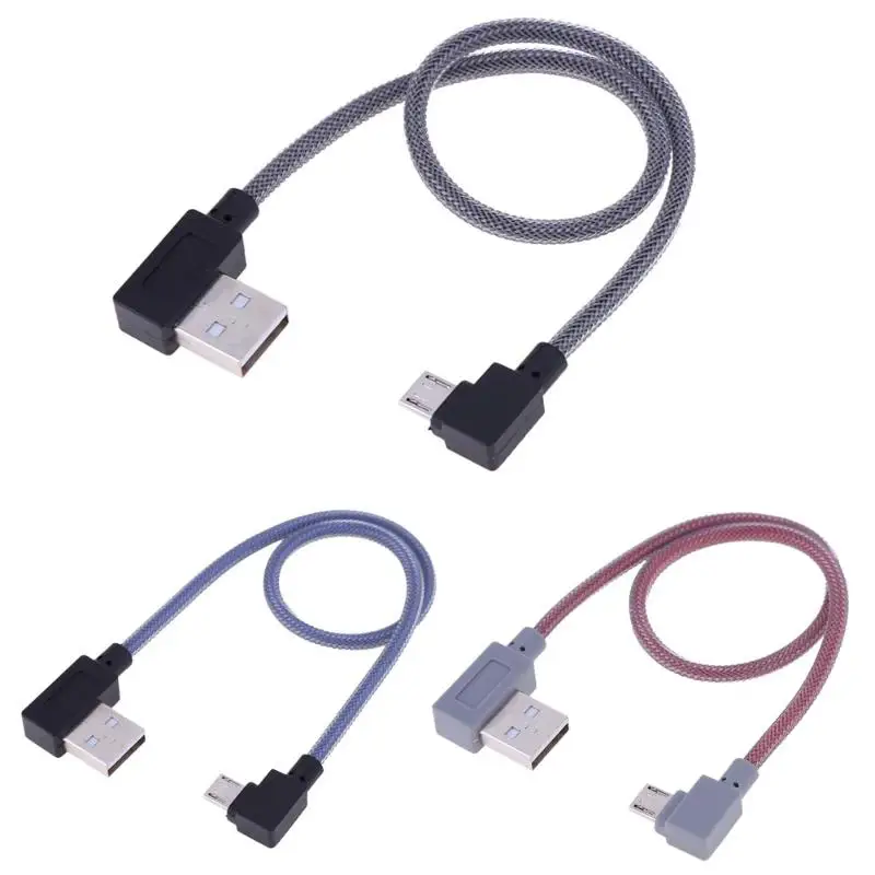 0.3m Dual Elbow Micro USB 90 Degree Right Braided Charging Data Sync Cable Connector High Speed Red Grey Blue 0.3m Dual Elbow Micro USB 90 Degree Right Braided Charging Data Sync Cable Connector High Speed Red Grey Blue