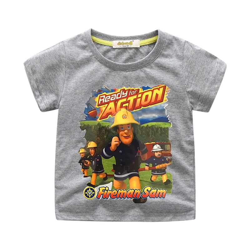 

Children Summer Short Sleeve Tee Tops Clothing For Kids Cartoon Fireman Sam Print T-shirts Boy shirts Girls Tshirt Clothes WJ020