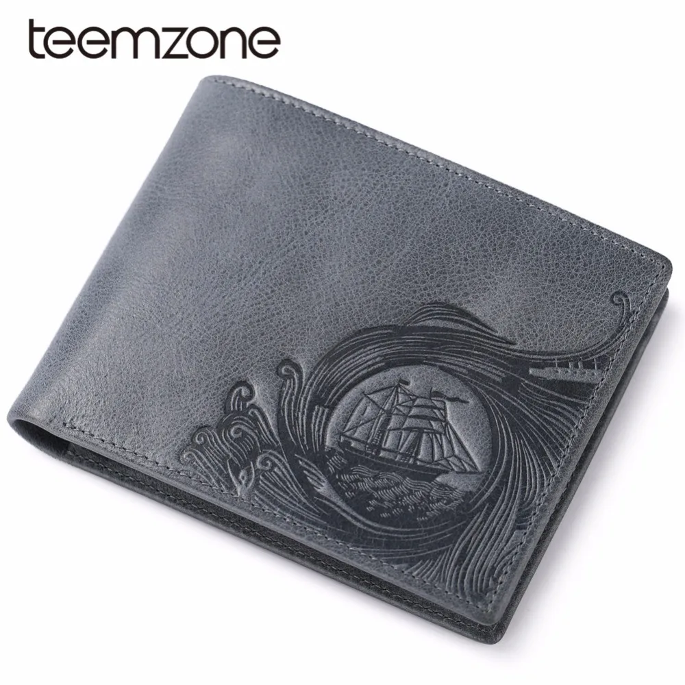 

Teemzone Original Minimalist Nautical Men's Purse Bifold Credit Card Wallet With ID Photo Window Coin Pocket Men's Wallet Q634