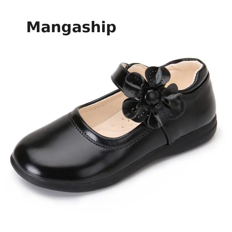 

Girls Pu Leather Shoes kids Student Leather School Black Shoes Dress Flower Wedding Bow White Children Flat Princess Etiquette