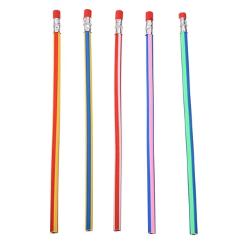 

5 PCS of 5Pcs Colorful Magic Bendy Flexible Soft Pencil With Eraser For Kids Writing Gift