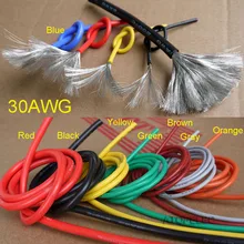 30AWG 0,8 мм Диаметр гибкий силиконовый провод мягкий RC кабель UL черный/коричневый/красный/оранжевый/желтый/зеленый/синий/фиолетовый/серый/белый