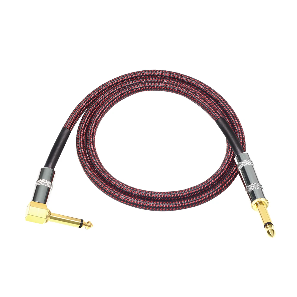 1 pc 6.35 gold-plated guitar line electric guitar cable high-end woven mesh guitar audio cable 3m