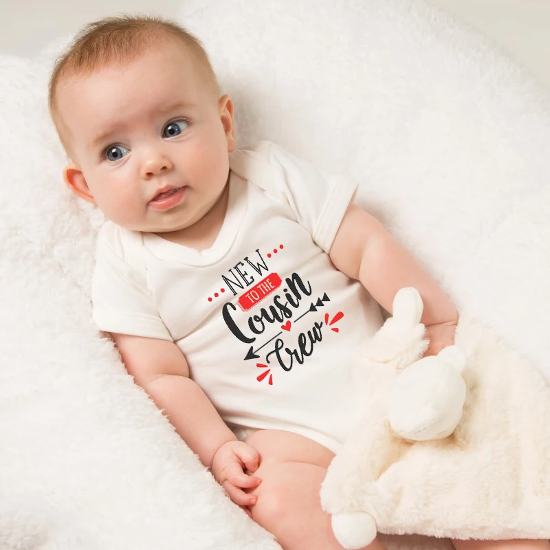 Shirerty Summer New Baby Boys Girls Short Sleeve Letter Print Cousin Tiew Cute Cotton Romper Baby Clothes Outfits