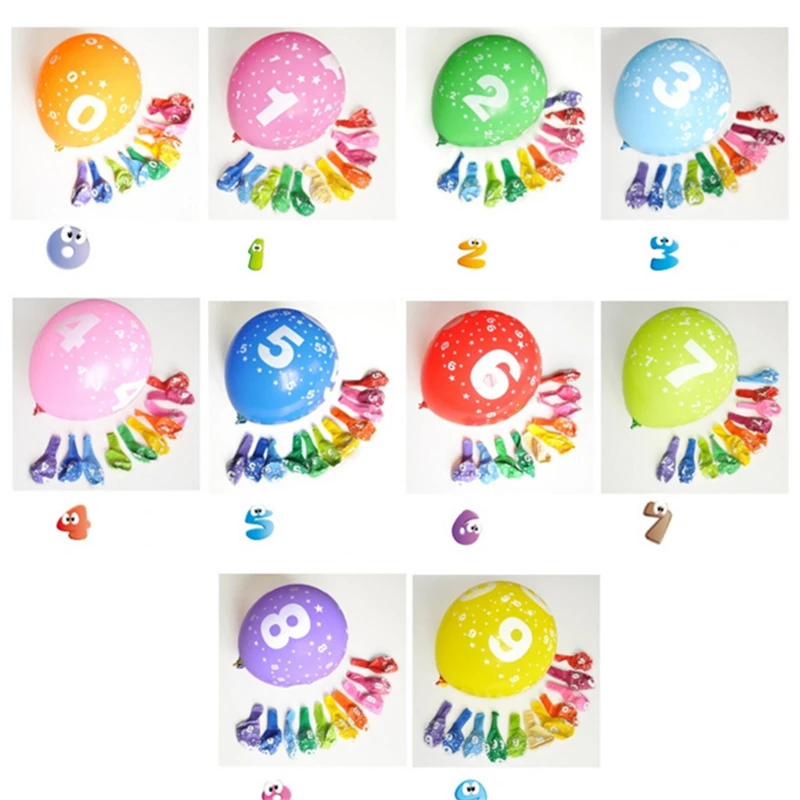 10 шт./лот 12 дюймов 0-9 номер латексный шар надувные воздушные шары для свадебного украшения напечатанные шары с днем рождения