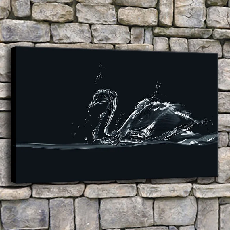 Canvas Painting Living Room Wall Art 1 Piece Animals Swan Water Bubbles Minimalism Pictures Prints Abstract Poster Home Decor | Дом и сад
