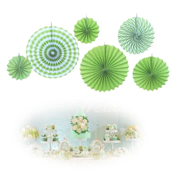 

Set of 6 Green Paper Fan Pinwheel Backdrop,Paper backdrop For Wedding background Giant paper Flowers Baby Shower Birthday Decor