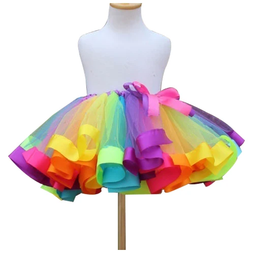 Горячая Распродажа, милая красочная юбка-пачка ручной работы для детей, радужная пачка из тюля для девочек, мини-юбка разноцветная От 2 до 3 лет - Цвет: L