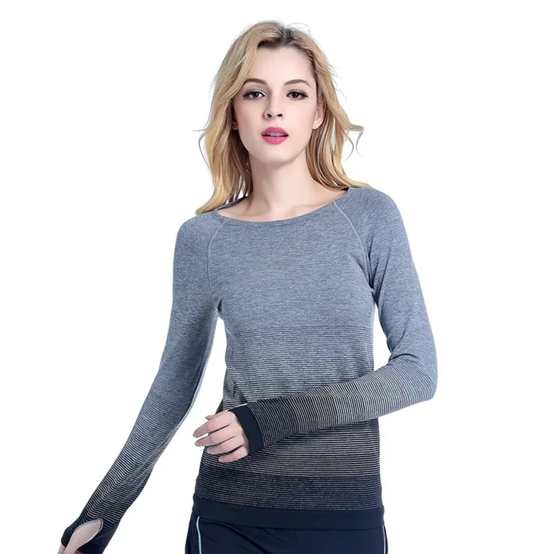 Sport Women gradient color long sleeve shirt elastic lady Yoga T-shirt Outdoor Sport Women gradient color long sleeve shirt elastic lady Yoga T-shirt Outdoor