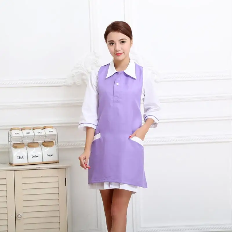 Beauty Salon Beautician Work Clothes Apron Korean Version Fashion Nail Waitress Sleeveless Skirt Female Supermarket Apron - Цвет: Синий