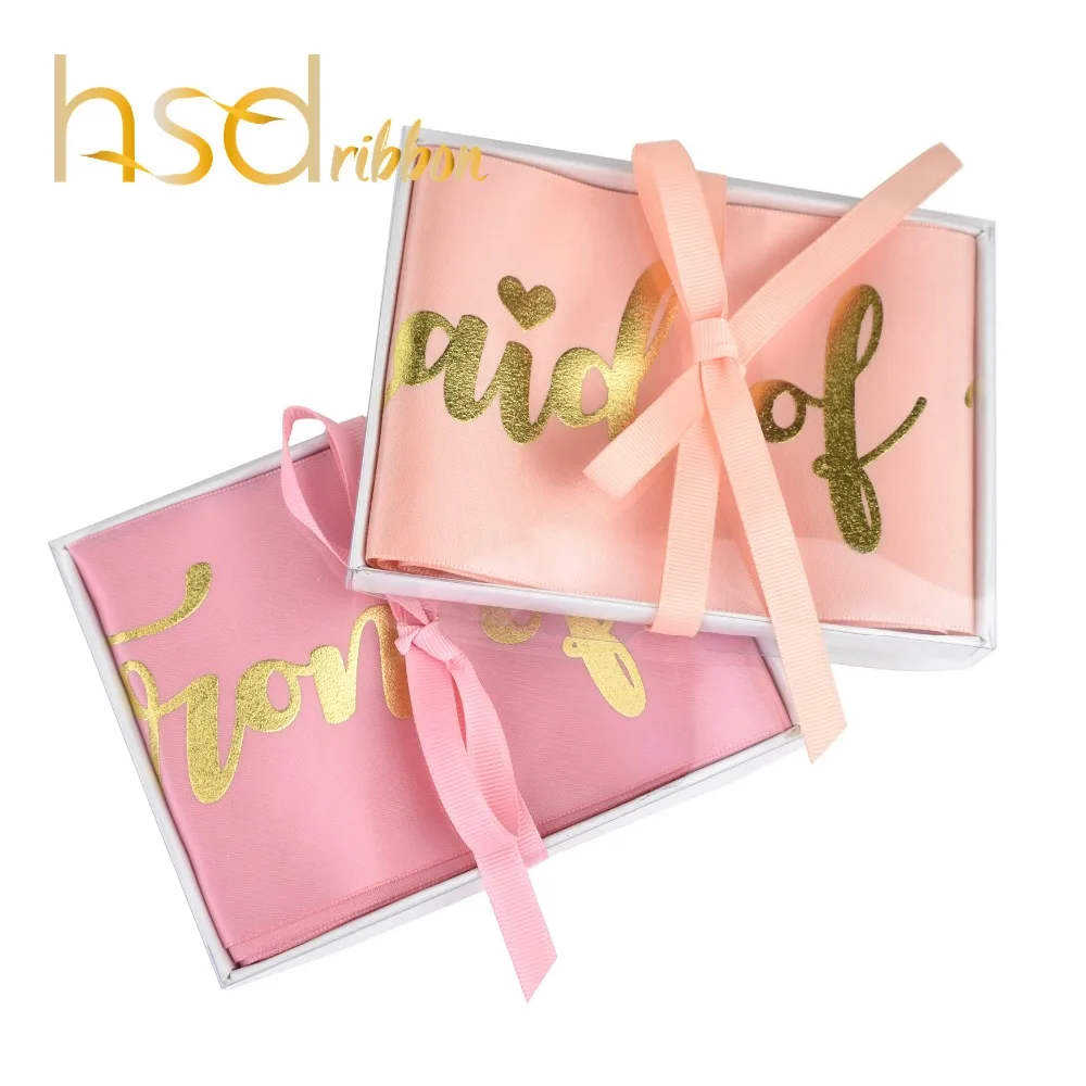 

HSDRibbon Highest Quality Satin Bride sash to Be Bachelorette Party Maid of Honor
