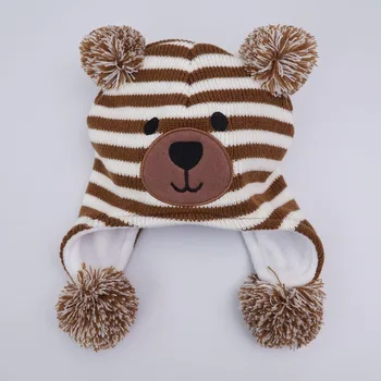

New style Knitted Kids Winter Baby Hats cartoon bear Thick Warm Children Hats For Girls/Boys Cap Baby