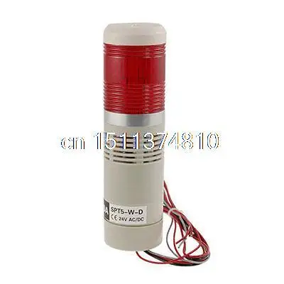 

Red Flashing LED Industrial Tower Signal Light AC/DC 24V 90dB w Bracket