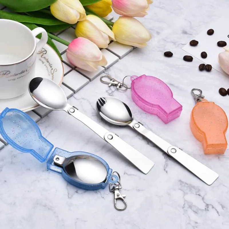 100pcs Folding Spoon Outdoor Camping Tableware Portable Travel Hiking