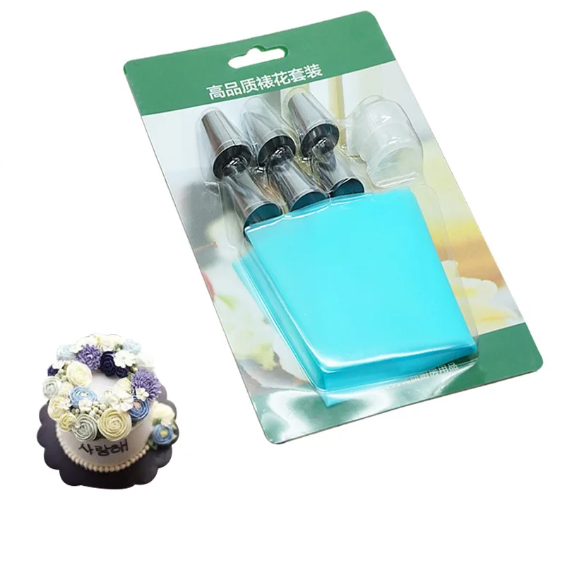 

Silicone Icing Piping Cream Pastry Bag with 6pcs Stainless Steel Nozzle Sets Cake DIY Decorating Baking Tool Bakeware