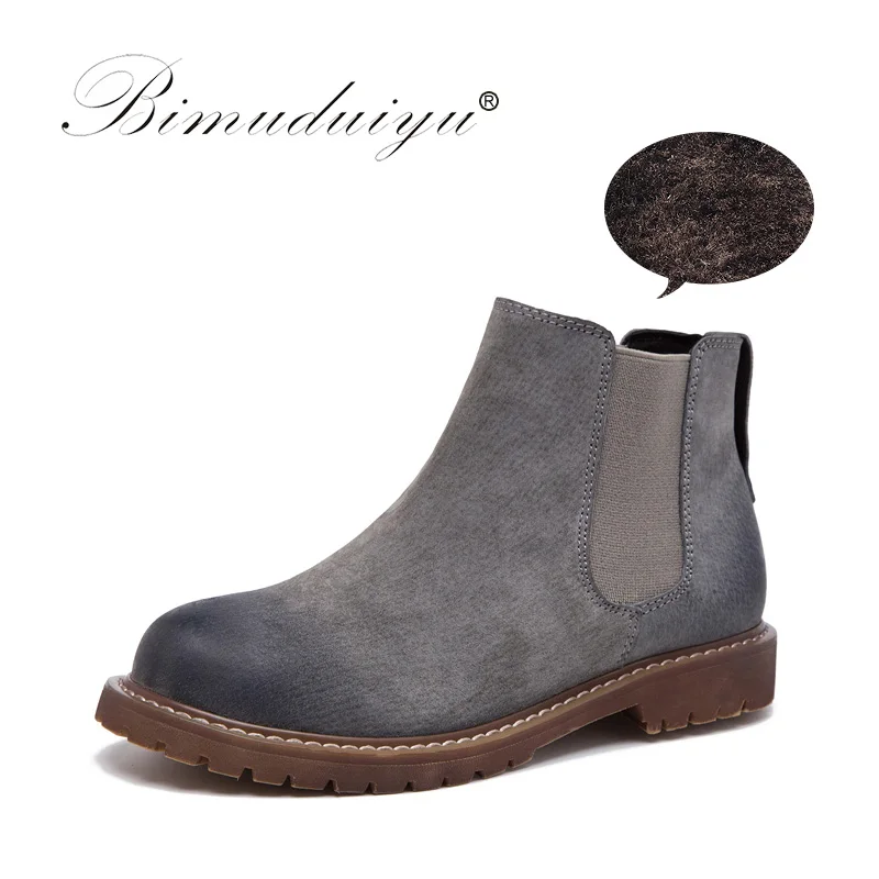 bimuduiyu brand high quality boots fashion suede leather plush fur warm winter ankle boots bimuduiyu brand high quality boots fashion suede leather plush fur warm winter ankle boots