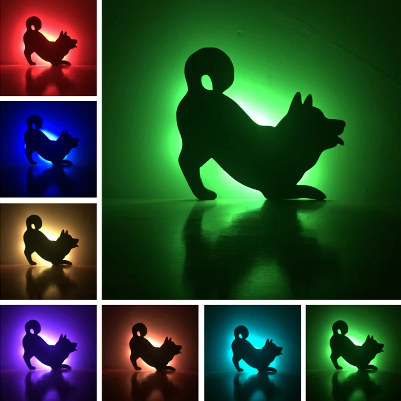 

Cute LED RGB Night light for children 7 Color change dog doggy Patrolling novelty Porch light Kid bedroom light Path gift lava