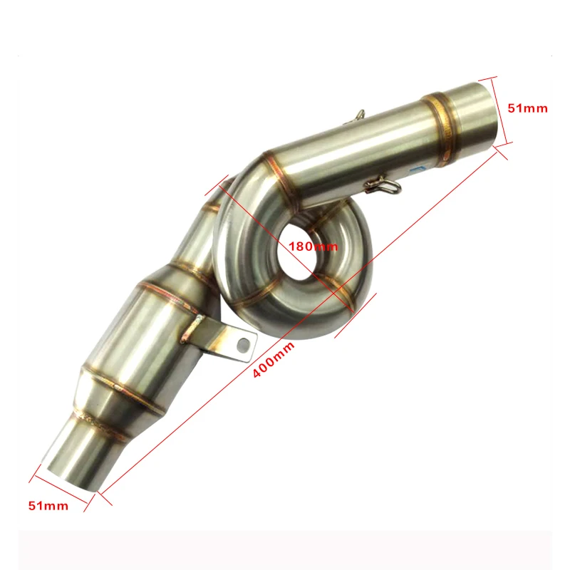 51 мм мотоцикл Нержавеющая сталь среднего подключения глушитель труб Системы без шнуровки для Kawasaki Z800 ни один год - Цвет: B