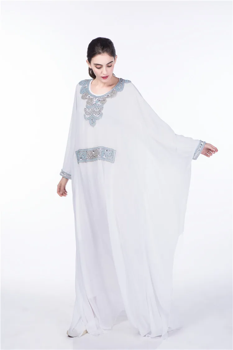 2 шт./пакет, мусульманский халат, шифоновое платье, цветное платье Летучая мышь ручной работы, алмазная двухслойная Турецкая абайя