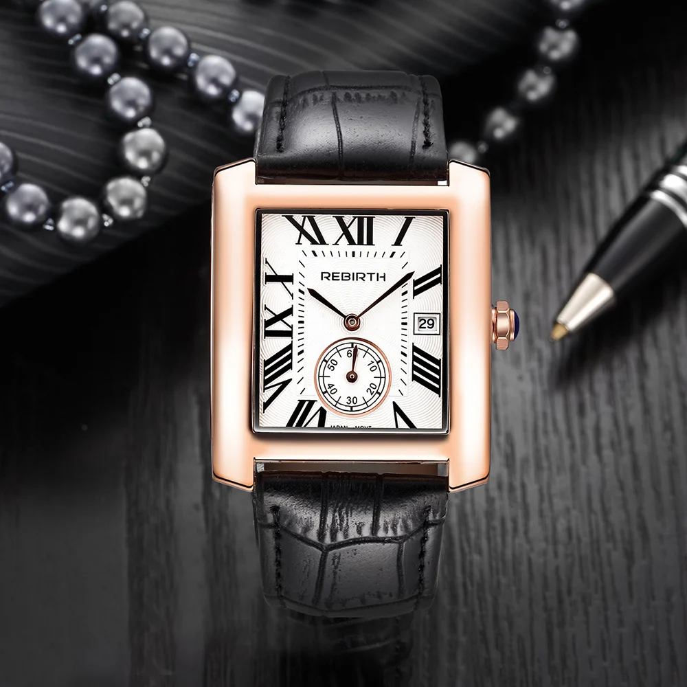 REBIRTH Топ бренд часы для женщин креативный Прямоугольный циферблат женские винтажные часы Женские кварцевые наручные часы montre femme