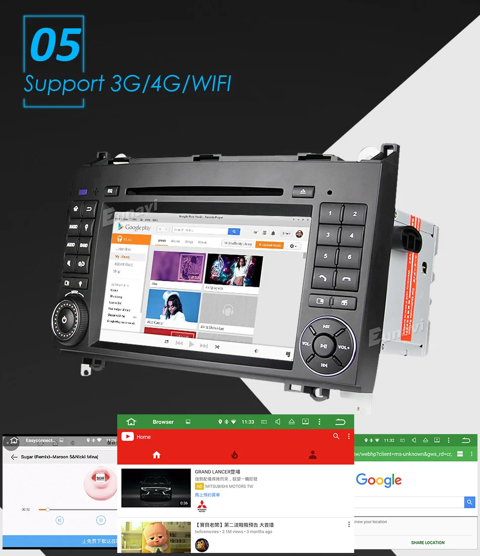 Excellent Eunavi 2 Din Android 8.0 Octa 8 core Car DVD Player For Benz Sprinter Vito W169 W245 W469 W639 B200 Radio GPS WiFi 4G RAM 4GB 9
