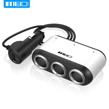 

MEIDI Car Cigarette Lighter Socket Splitter With Switch USB Car Charger Power Adapter 12V-24V For iPad Smartphone GPS