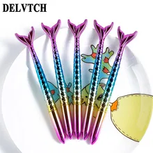 DELVTCVH 5Pcs/set Creative Mermaid 1.0mm Ballpoint Pen Blue Ink Ball Pen Office Signature Pen School Student Writing Stationery zinc alloy golf ball head ballpoint pen gel ink pen set silver golden