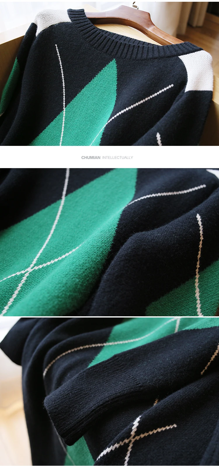 Лоскутная Свободные трикотажные Платья-свитеры Для женщин О-образным вырезом с длинным рукавом толстые теплые зимние платье дамы пуловер