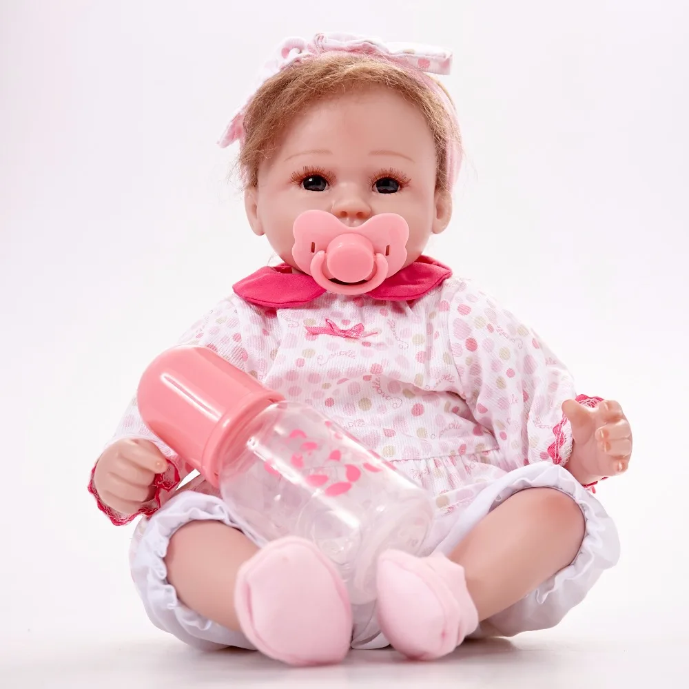 

45CM Baby Dolls Lifelike Reborn Baby Doll Action Figure Toys Silicone Children Toy with Hair Kids Birthday Gift
