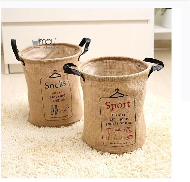 

Free Shipping!Yellow Linen Storage Basket Soft Storage Bucket Laundry Bag Clothing Storage Case Storage Bucket New Coming