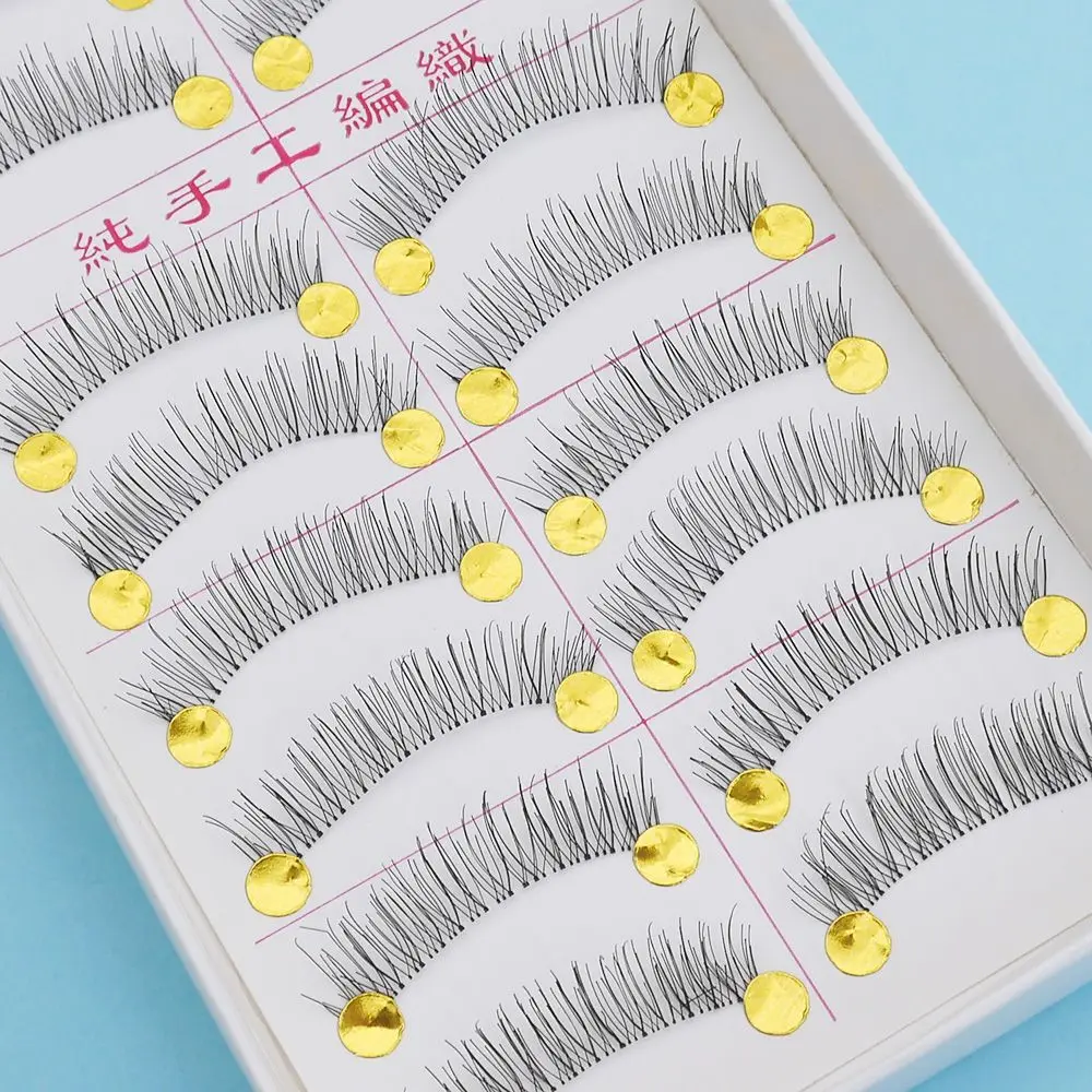 

Pretty Long False Eyelashes 10 Pairs Makeup Natural Fake Thick Eye Lashes Black Nautral Handmade Beauty Tools