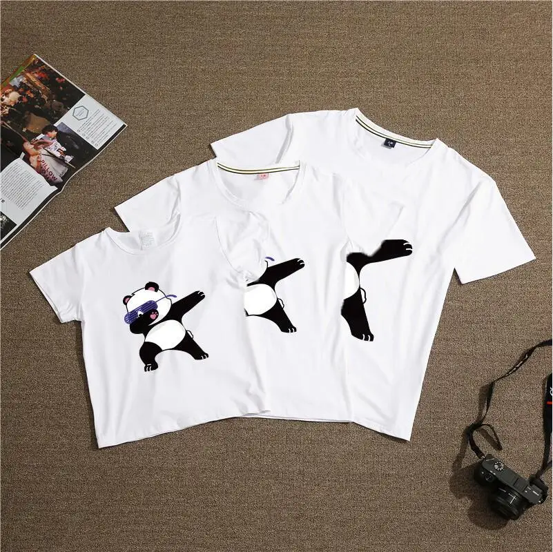 

New Family Look mommy and me Matching Outfits Clothes Father Mother Daughter Son Boys Girls T-shirt 3D Print Panda tshirt 6QZ8