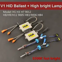 35 Вт V1 Быстрый Яркий HID Xenon Балласт + Высокое Яркое Ксенона лампы H1 H3 H7 H8/H9/H11 9005/9006 9012 5500 К для Фар 2 шт./лот