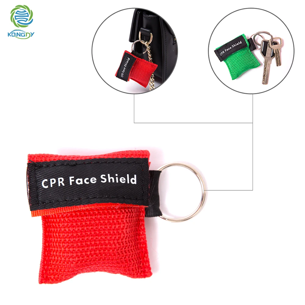 

KONGDY 4 Pcs First Aid CPR Mask Emergency Resuscitation Face Shield Disposable One-Way Valve Outdoor Survival Skill Training