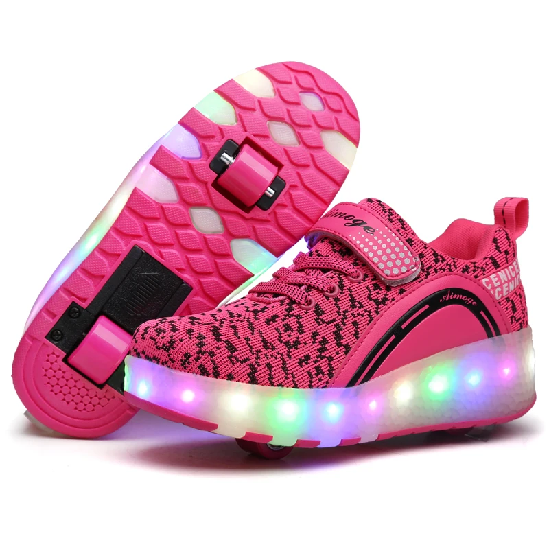 

Aimoge Roller Sneakers Christmas Gifts Wheels Led Light Sneakers Boy Girl Roller Inline Zapatillas Zapatos Children Kids Shoes