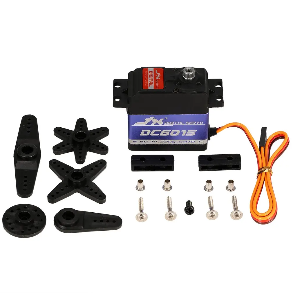 

JX DC6015 4.8-6.6V 15KG Metal Gear 0.10 Sec Large Torque Digital Servo For RC Car Robot Airplane Aircraft Accessories