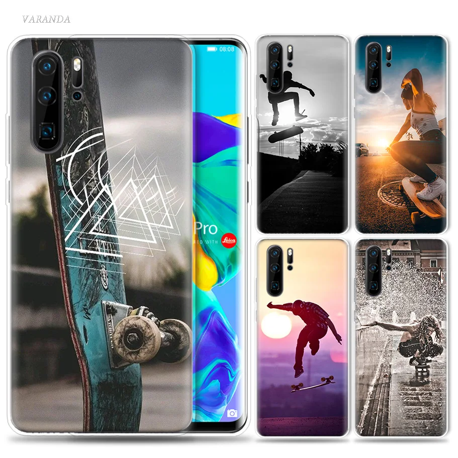 

Sport Skate Board Case for Huawei P20 P30 P Smart Z Plus 2019 P10 P9 P8 Mate 10 20 lite Pro Mini 2017 Silicone Phone Bags Capa