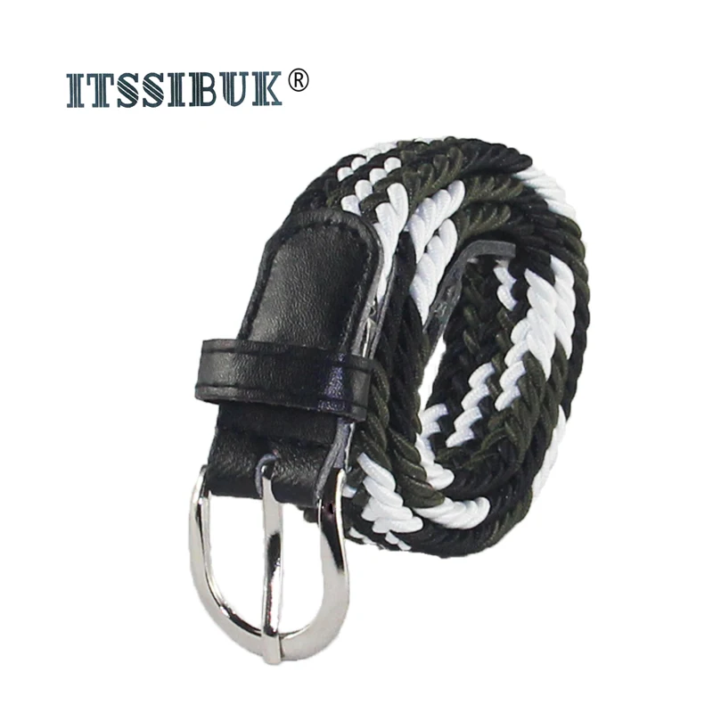 

2019 ITSSIBUK children's narrow version of 2.5cm elastic belt student's needle buckle boys and girls braided belt loose belt