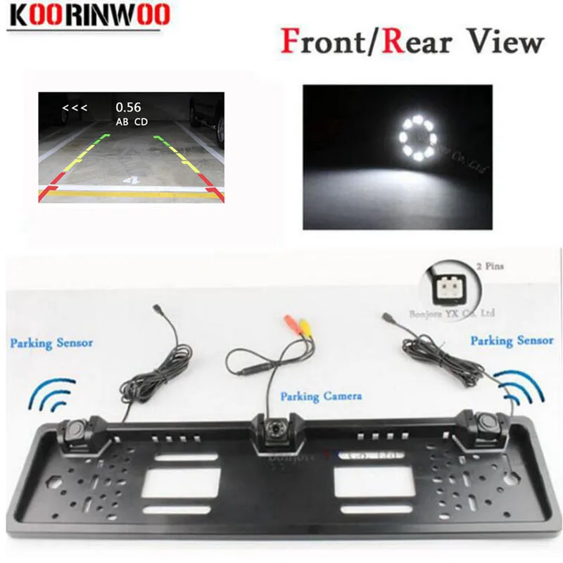 Beste Koorinwoo EU Europese Nummerplaat Frame camera Parktronic Auto Achteruitrijcamera parkeer Sensor Video Systeem Revesing Radars