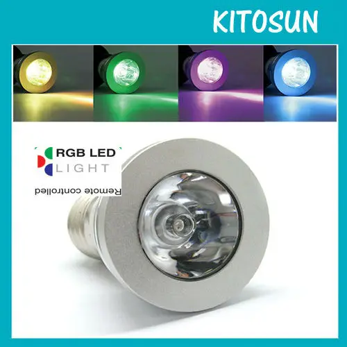 

DHL Free Shipping! 20pc/Lot 3W E27 RGB LED Bulb 16 Color Change Lamp Spot Light 90-245V for Home Party Decoration with Ir Remote