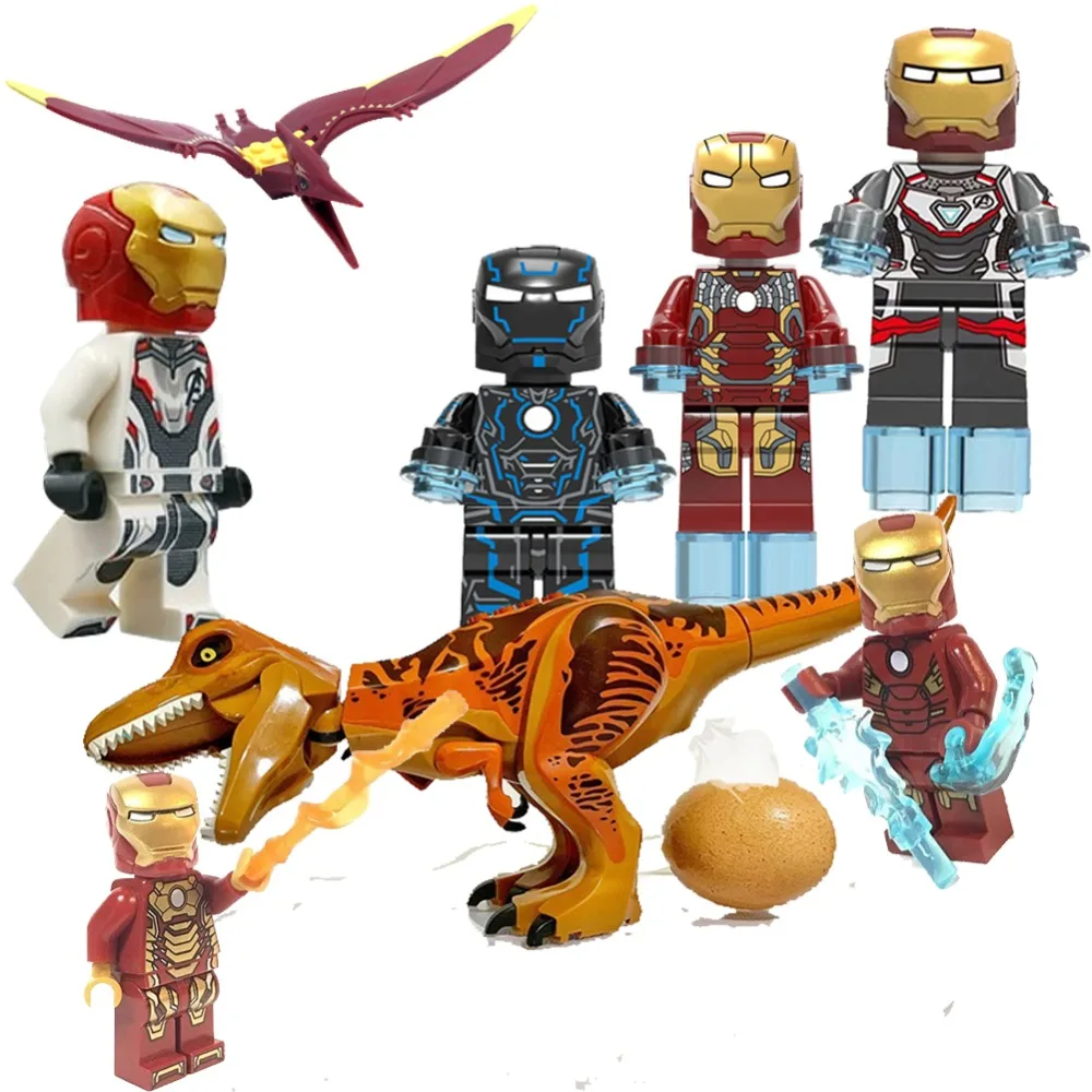 

Hot Jurassic World Dinosaur Park Set Building blocks playmobil Mini Iron Man brick Figures blocks Toys For Kid Festival gift H