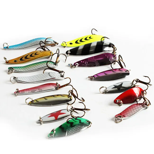 

30pcs/set 3-7g Metal Spinner Spoon Fishing Lure Hard Baits Sequins Noise Paillette with Feather Treble Hooks