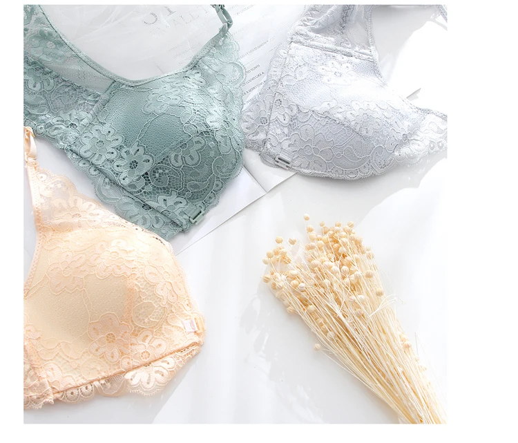 CINOON New Sexy Push Up Front Closure Lingerie Set Beautiful back Underwear Lace Brassiere Women Bralette Bra And Panties Set (16)