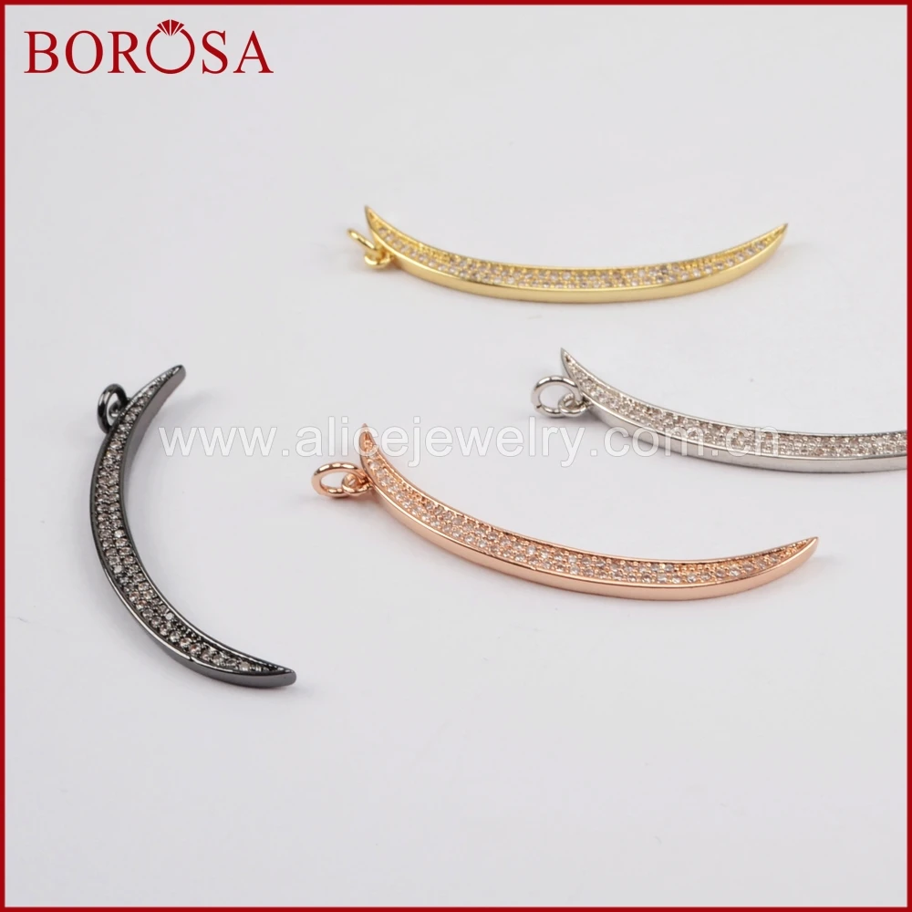 BOROSA 10 шт. длинный полумесяц Кристалл паве Подвеска для женщин CZ микро проложить