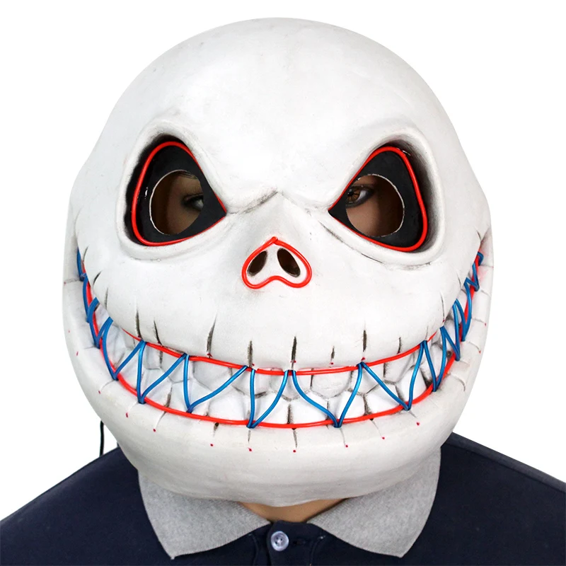 

Skull Mask LED Halloween Masks Neon Party Scary Maske Masquerade Horror Masque Skeleton Glowing Masker Mascara Carnaval Hannya