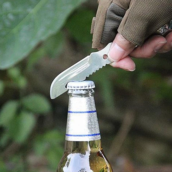 Horquilla de titanio multifuncional 7in1, cuchara, raspador de escamas de pescado, abridor de botellas, lanza, silbato vajilla de Camping cubertería sacacorchos